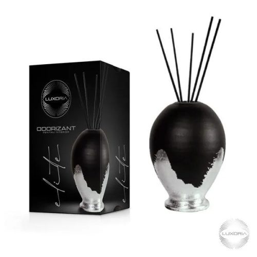 Odświeżacz powietrza Luxoria Elite do wnętrz – miseczka ceramiczna ze srebrnym listkiem w pudełku prezentowym