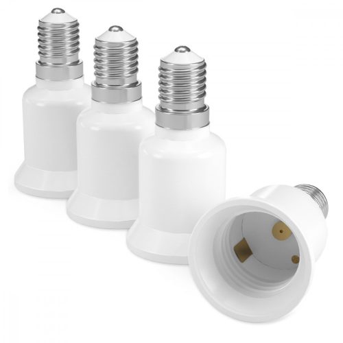 Zestaw 4 adapterów gniazd od E14 do E27, Kwmobile, biały, plastikowy, 20824