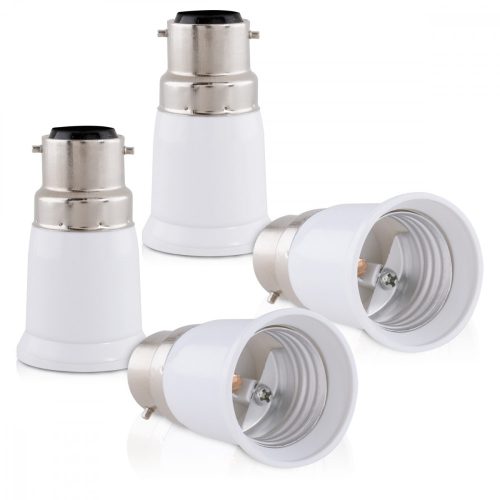 Zestaw 4 adapterów gniazd od B22 do E27, Kwmobile, biały, plastikowy, 27510