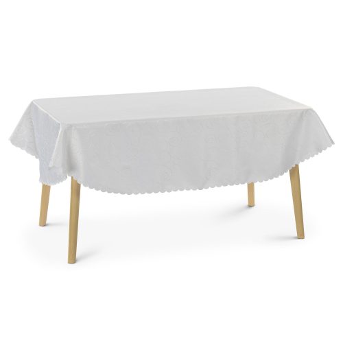 Owalny obrus z ornamentem Jemidi, 160 x 220 cm, Biały, Poliester, 55264.02.27
