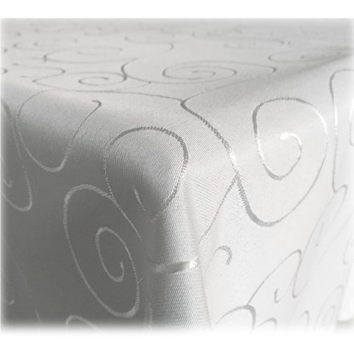 Owalny obrus z ornamentem Jemidi, 130 x 360 cm, Biały, Poliester, 55264.02.30