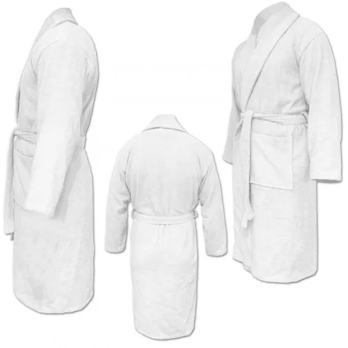 Homelevel Unisex Szlafrok, 3XL, Biały, Bawełna organiczna, 54845.02.33
