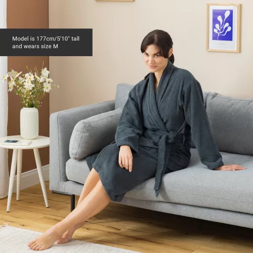 Szlafrok unisex Homelevel, M, szary, bawełna organiczna, 54845.73.2