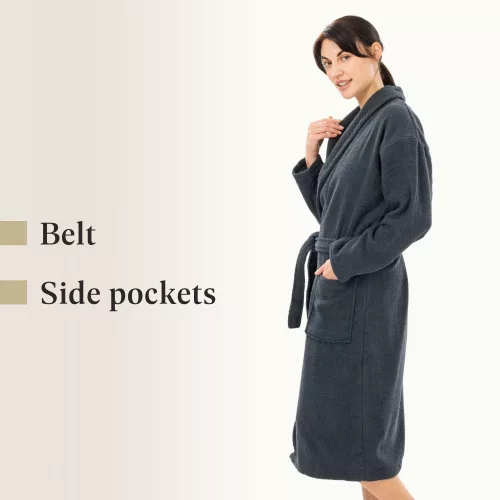 Szlafrok unisex Homelevel, M, szary, bawełna organiczna, 54845.73.2