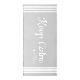   Ręcznik plażowy Homelevel, 90 x 180 cm, szary / biały, bawełna / poliester, 54897.02.22