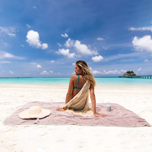 Ręcznik plażowy Homelevel, 120 x 200 cm, różowy, bawełna organiczna, 54898.08