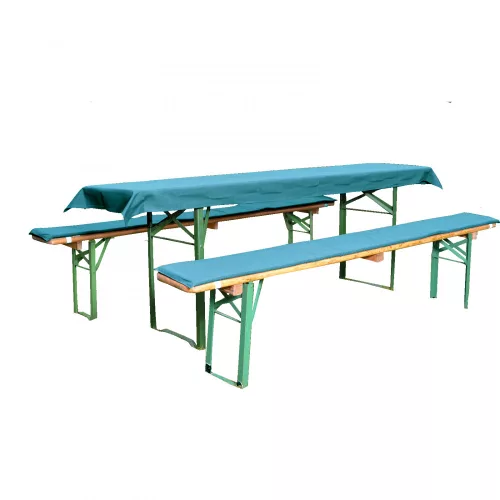 Zestaw obrus i 2 pokrowce na ławki Jemidi, 70 x 240 cm, turkusowy, poliester / bawełna, 55321.23.02