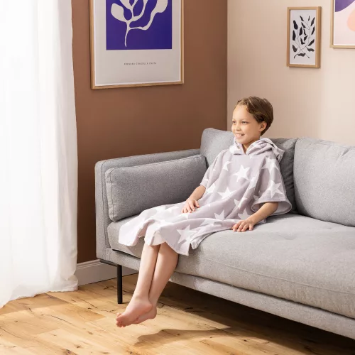 Dziecięce poncho kąpielowe Homelevel, 8-11 lat, Szary, Bawełna, 54888.22.03