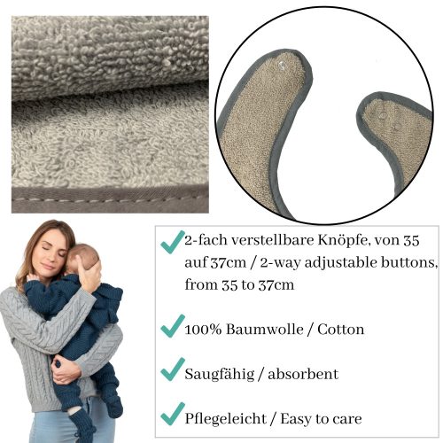 Zestaw 2 śliniaków dla niemowląt Jemidi, 49 x 30 cm, szary, bawełna organiczna, 54887.02.22