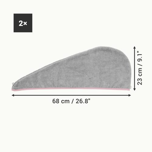 Zestaw 2 turbanów do włosów Homelevel Unisex, uniwersalny, szary, bawełna organiczna, 54863.25.02
