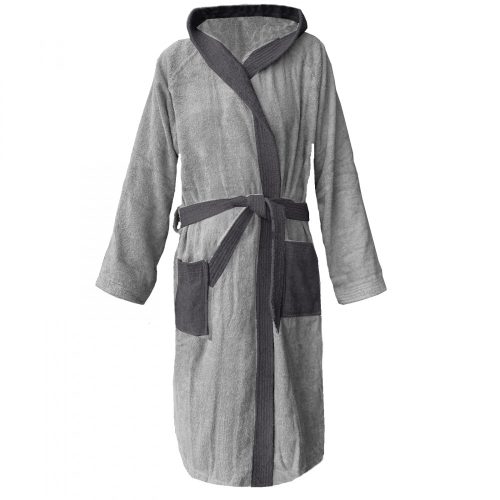 Szlafrok z tkaniny Homelevel, XL, szary, bawełna organiczna, 54856.25.4