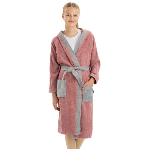 Szlafrok dziecięcy Homelevel, 140, różowy/szary, bawełna organiczna, 54864.33.38