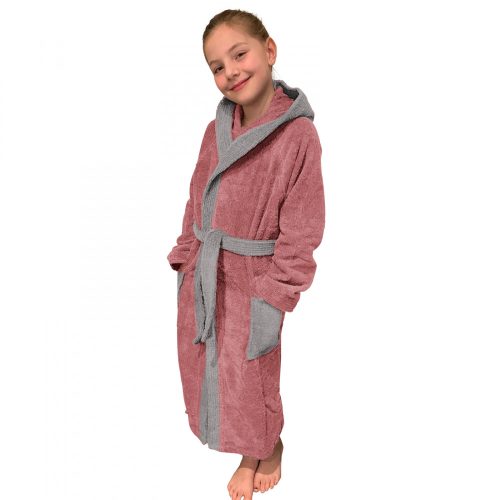 Szlafrok dziecięcy Homelevel, 164, różowy/szary, bawełna organiczna, 54864.33.40