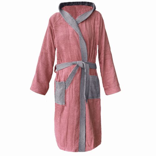 Szlafrok z tkaniny Homelevel, 4XL, różowy/szary, bawełna organiczna, 54856.33.34