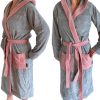 Szlafrok z tkaniny Homelevel, XL, szary/różowy, bawełna organiczna, 54856.10.4