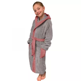   Szlafrok dziecięcy Homelevel, 128, szary/różowy, bawełna organiczna, 54864.20.37