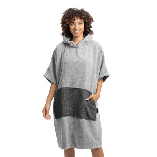 Ponczo kąpielowe unisex Homelevel, S-M, szary, bawełna organiczna, 54881.22.19