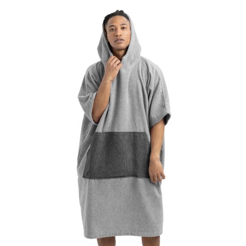 Ponczo kąpielowe Unisex Homelevel, L-XL, szary, bawełna organiczna, 54881.22.20