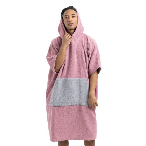 Ponczo kąpielowe Unisex Homelevel, L-XL, różowy/szary, bawełna organiczna, 54881.10.20