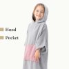 Dziecięce poncho kąpielowe Homelevel, 6-9 lat, szary/różowy, bawełna organiczna, 54880.52.42