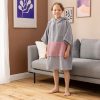 Dziecięce poncho kąpielowe Homelevel, 6-9 lat, szary/różowy, bawełna organiczna, 54880.52.42