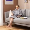 Dziecięce poncho kąpielowe Homelevel, 6-9 lat, szary, bawełna organiczna, 54880.70.42