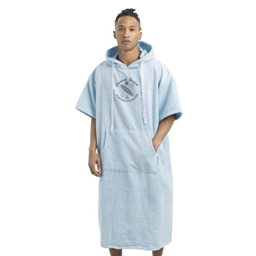 Ponczo kąpielowe z haftem Homelevel, L-XL, Niebieski, Bawełna organiczna, 54977.20