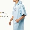 Ponczo kąpielowe z haftem Homelevel, L-XL, Niebieski, Bawełna organiczna, 54977.20