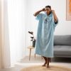 Ponczo kąpielowe z haftem Homelevel, L-XL, Niebieski, Bawełna organiczna, 54977.20