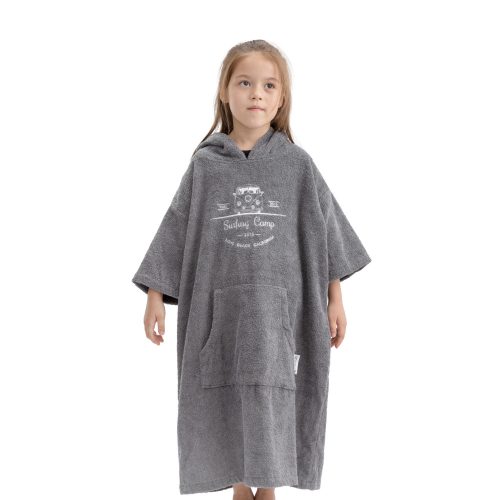 Dziecięce poncho kąpielowe Homelevel, 6-9 lat, szary, bawełna organiczna, 54978.42
