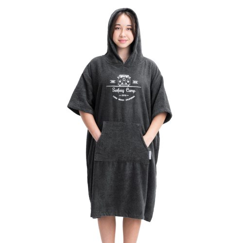 Dziecięce poncho kąpielowe Homelevel, 10-13 lat, szary, bawełna organiczna, 54978.43