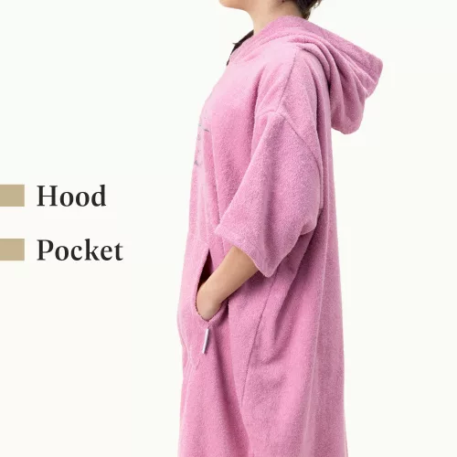 Dziecięce poncho kąpielowe Homelevel, 10-13 lat, różowy, bawełna organiczna, 54980.43