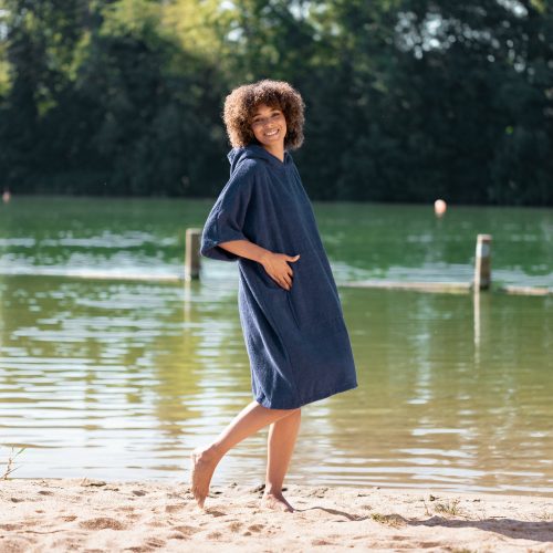 Ponczo Unisex Homelevel, S-M, niebieski, bawełna organiczna, 54881.17.19