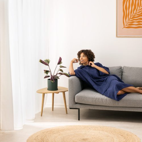 Ponczo Unisex Homelevel, S-M, niebieski, bawełna organiczna, 54881.17.19