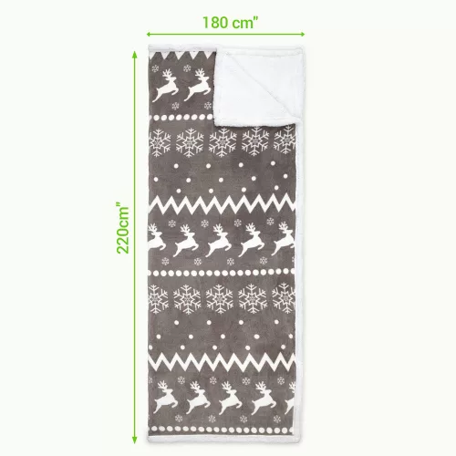 Dwustronny koc wełniany Sherpa Jemidi, 180 x 220 cm, wielokolorowy, poliester, 55406.01