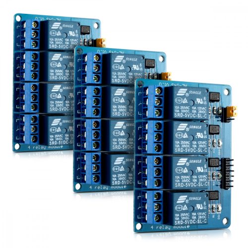 Zestaw 3 modułów przekaźnikowych z 4 kanałami 5V dla Arduino Raspberry Pi, Kwmobile, Multicolor, komponenty elektroniczne, 38814