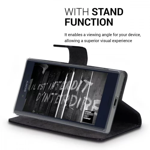 Etui do Sony Xperia X Compact, Skóra ekologiczna, Czarny, 39638.01