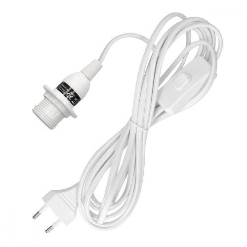 Kabel adapterowy 3,5 m z gniazdem E14 i przełącznikiem, Kwmobile, biały, PVC, 40416