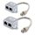 Zestaw 2 rozdzielaczy kabli sieciowych RJ45 T na 2 porty Cat5e RJ45 LAN/ISDN, Kwmobile, Srebrny, Metal, 40678