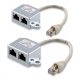 Zestaw 2 rozdzielaczy kabli sieciowych RJ45 T na 2 porty Cat5e RJ45 LAN/ISDN, Kwmobile, Srebrny, Metal, 40678