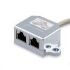 Zestaw 2 rozdzielaczy kabli sieciowych RJ45 T na 2 porty Cat5e RJ45 LAN/ISDN, Kwmobile, Srebrny, Metal, 40678