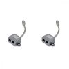Zestaw 2 rozdzielaczy kabli sieciowych RJ45 T na 2 porty Cat5e RJ45 LAN/ISDN, Kwmobile, Srebrny, Metal, 40678