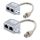 Zestaw 2 żeńskich rozgałęźników kabli sieciowych RJ45 na 2 żeńskie porty Cat5/Cat6, Kwmobile, Srebrny, Metal, 40677