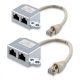 Zestaw 2 żeńskich rozgałęźników kabli sieciowych RJ45 na 2 żeńskie porty Cat5/Cat6, Kwmobile, Srebrny, Metal, 40677