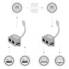 Zestaw 2 żeńskich rozgałęźników kabli sieciowych RJ45 na 2 żeńskie porty Cat5/Cat6, Kwmobile, Srebrny, Metal, 40677