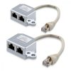 Zestaw 2 rozdzielaczy kabli sieciowych T RJ45 na 2 porty LAN RJ45, Kwmobile, Srebrny, Metal, 40679