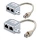 Zestaw 2 rozdzielaczy kabli sieciowych T RJ45 na 2 porty LAN RJ45, Kwmobile, Srebrny, Metal, 40679