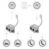 Zestaw 2 rozdzielaczy kabli sieciowych T RJ45 na 2 porty LAN RJ45, Kwmobile, Srebrny, Metal, 40679