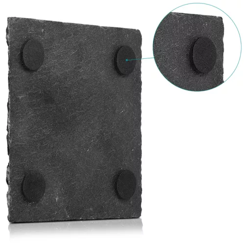 Set platouri ardezie Navaris, 4 placemats 32x23 cm + 4 coasters 10x10 cm, negru, ardezie/EVA