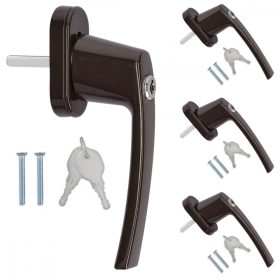   Zestaw 4 zamykanych klamek okiennych, Kwmobile, brązowy, aluminium, 41890